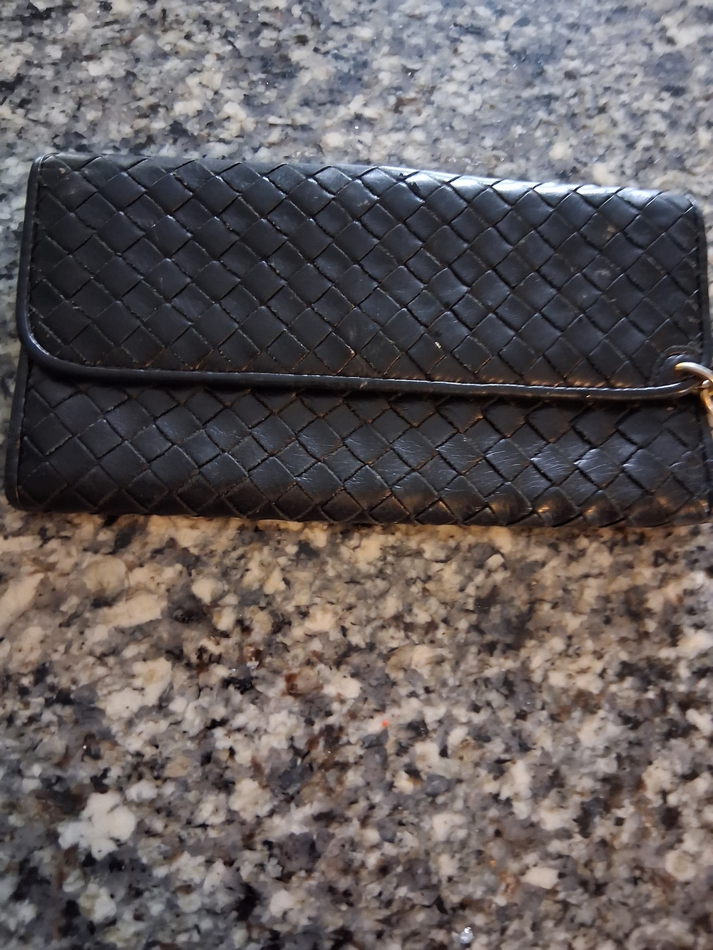Woven Leather Clutch Wallet in Black